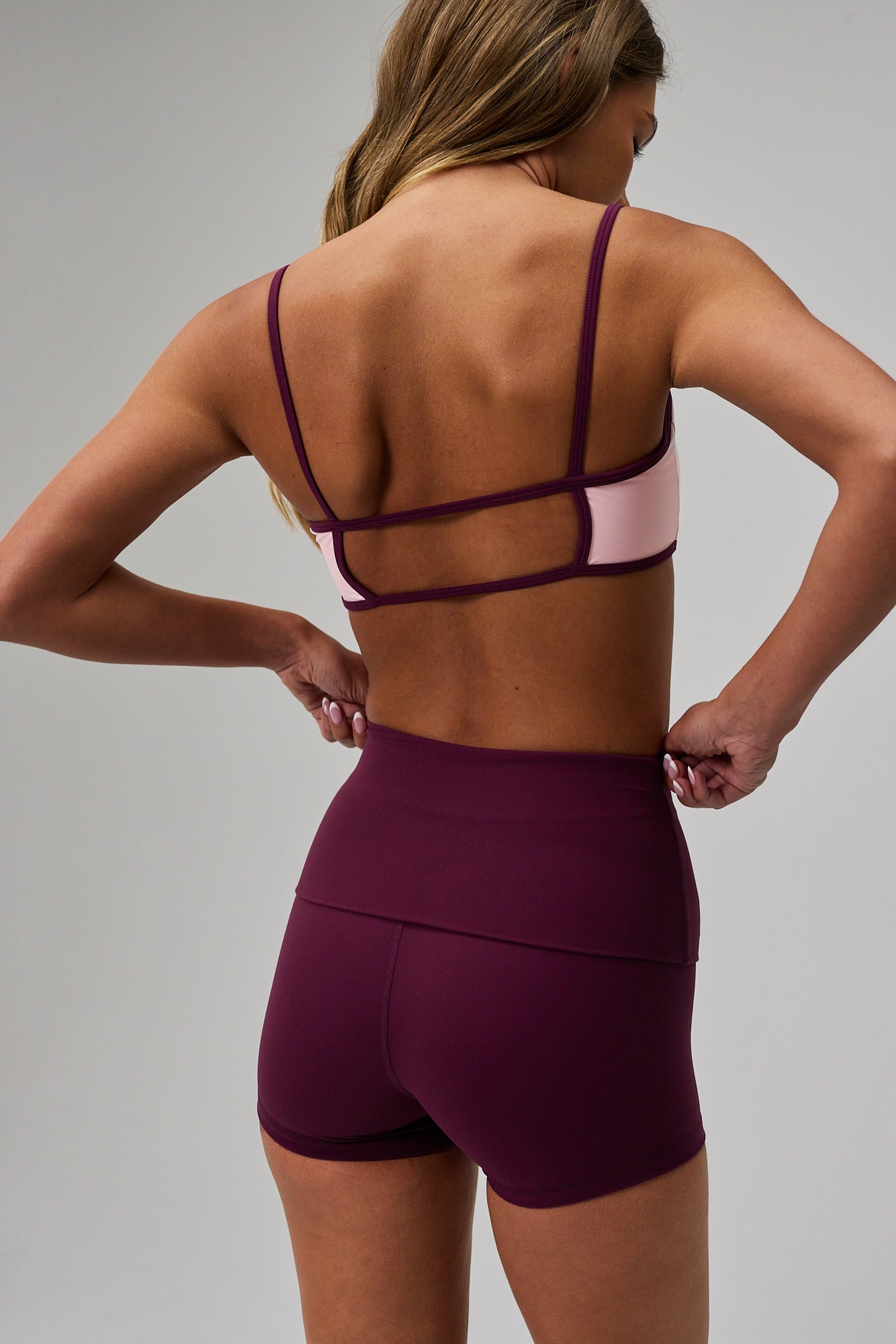 Neaty Fold Over Shorts - Deep Plum