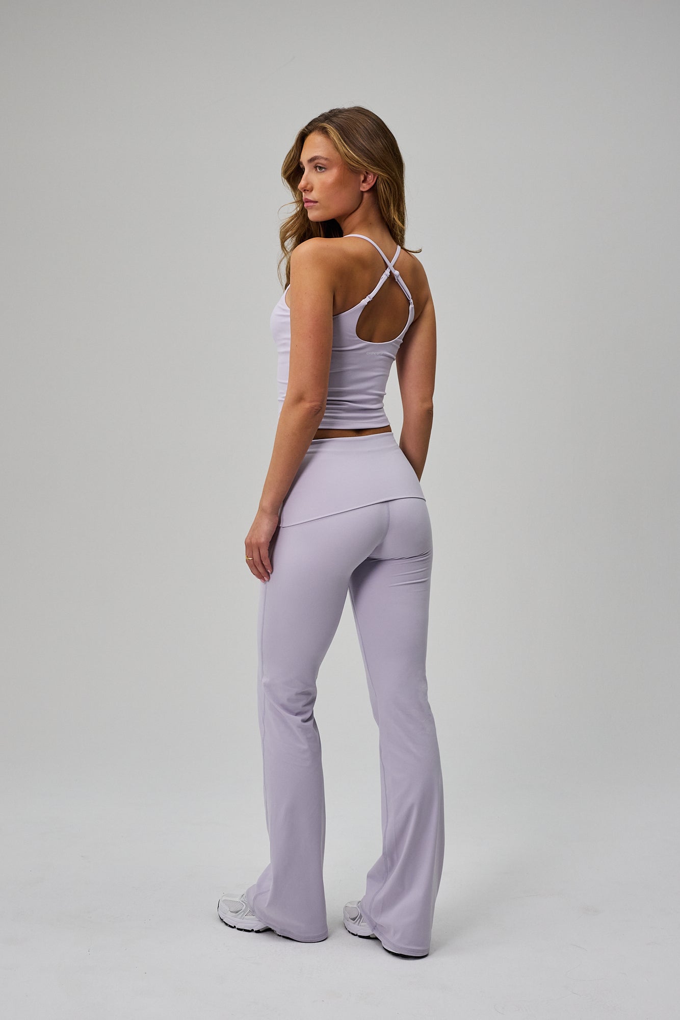 Neaty Fold Over Flare Pants - Lilac Mist
