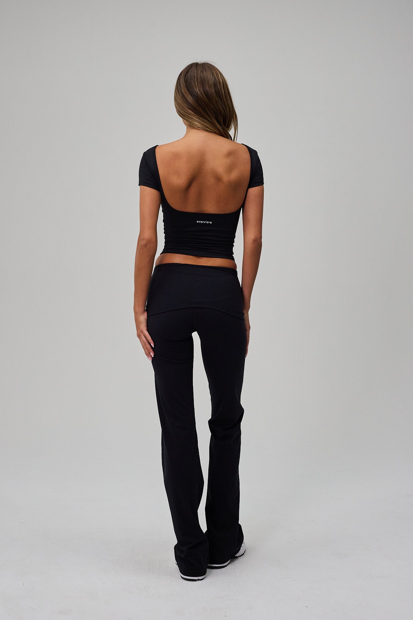 Neaty Fold Over Flare Pants - Black
