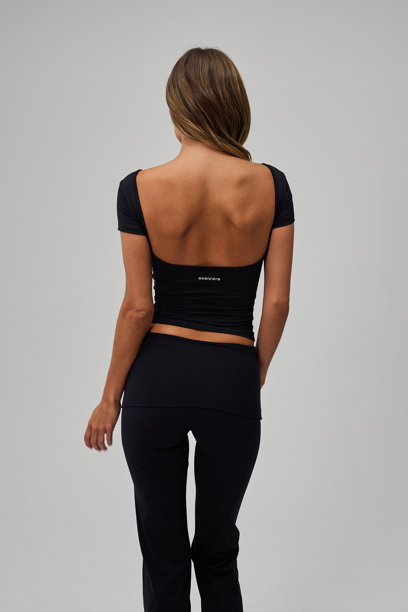 Neaty Fold Over Flare Pants - Black