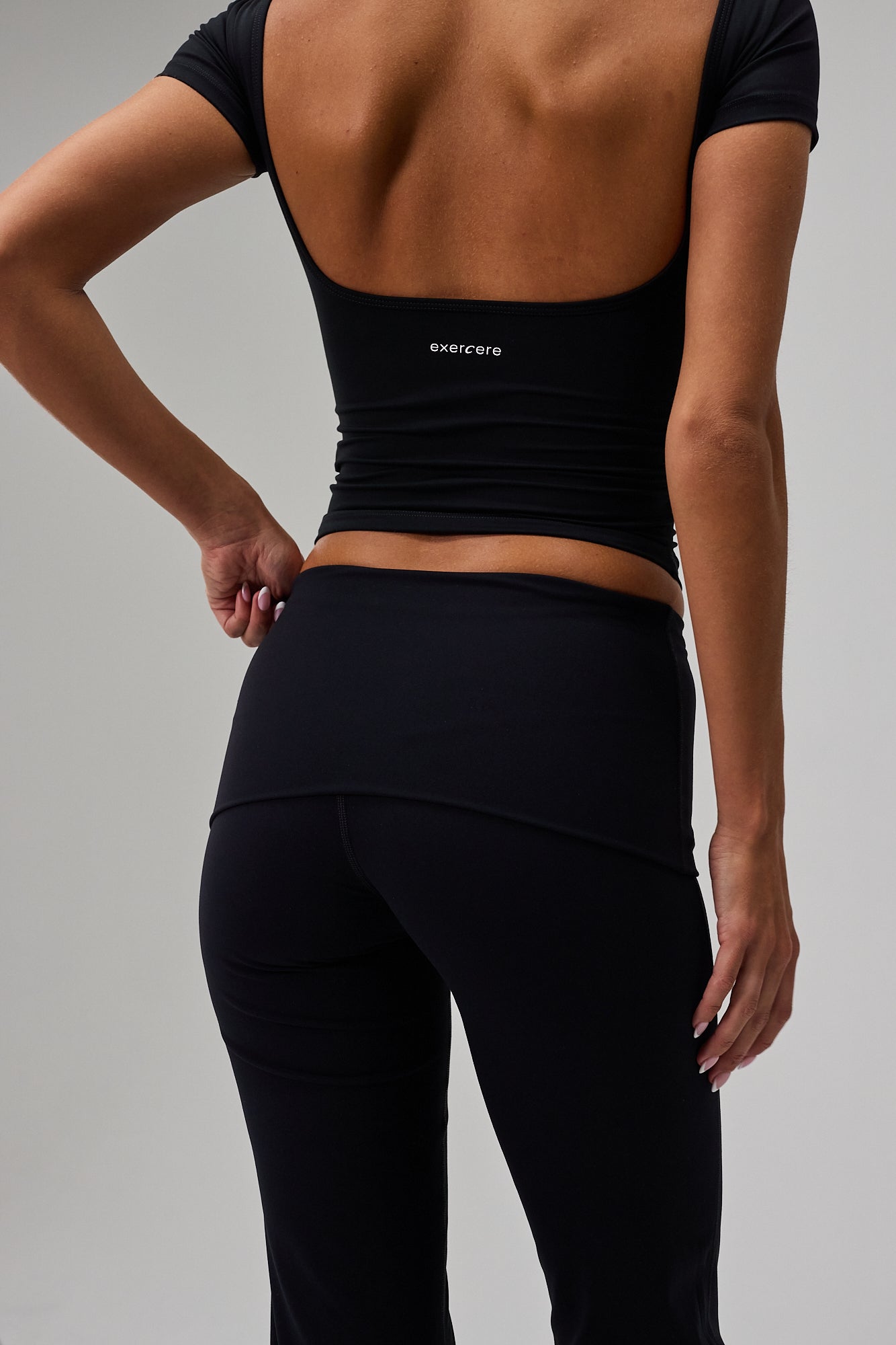 Neaty Fold Over Flare Pants - Black