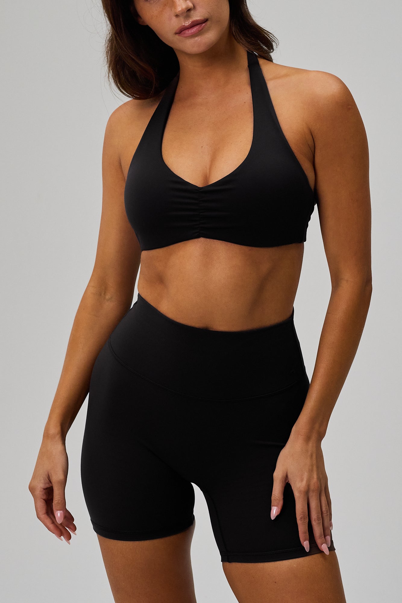 Scrunch Halter Bra - Black